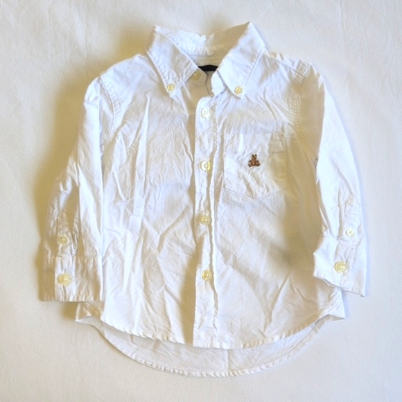 babyGap brannan bear white cotton button down shirt 12-18 months baby boy - Picture 1 of 6